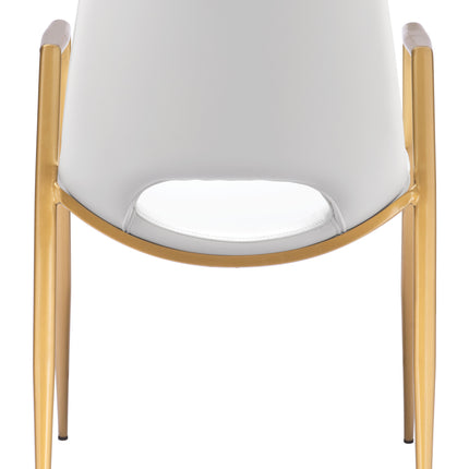 Desi Dining Chair (Set of 2) White & Gold Chairs TriadCommerceInc   