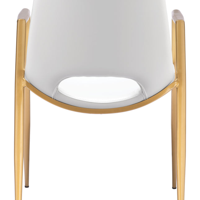 Desi Dining Chair (Set of 2) White & Gold Chairs TriadCommerceInc   