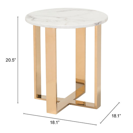 Atlas End Table White & Gold Side Tables TriadCommerceInc   