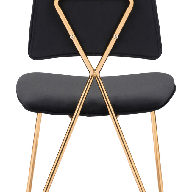 Chloe Dining Chair (Set of 2) Black & Gold Chairs TriadCommerceInc   