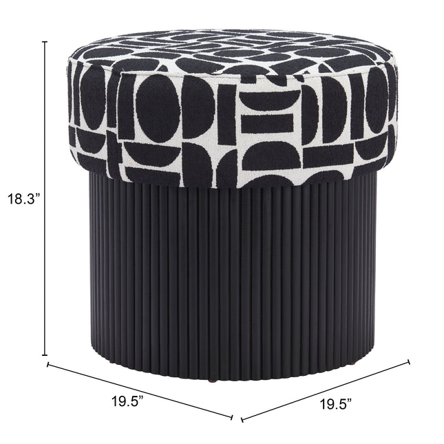 Boto Storage Ottoman Black & White Ottomans TriadCommerceInc   