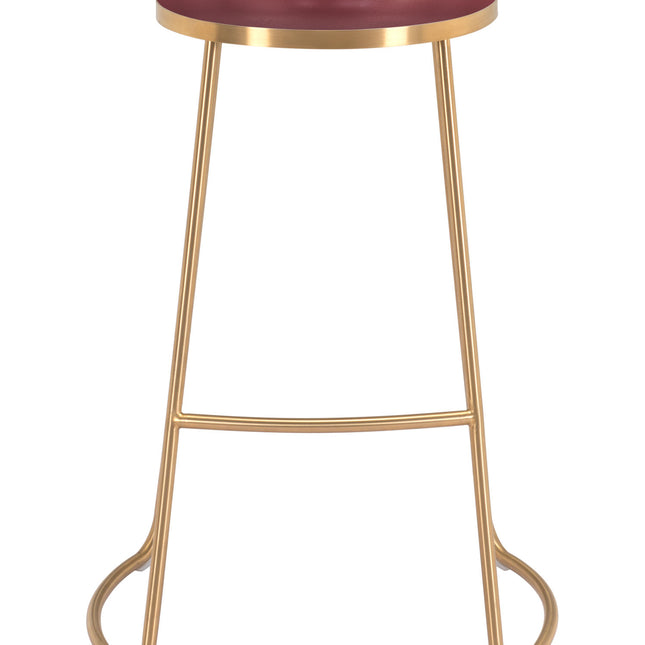 Bree Barstool (Set of 2) Burgundy & Gold Barstools TriadCommerceInc   