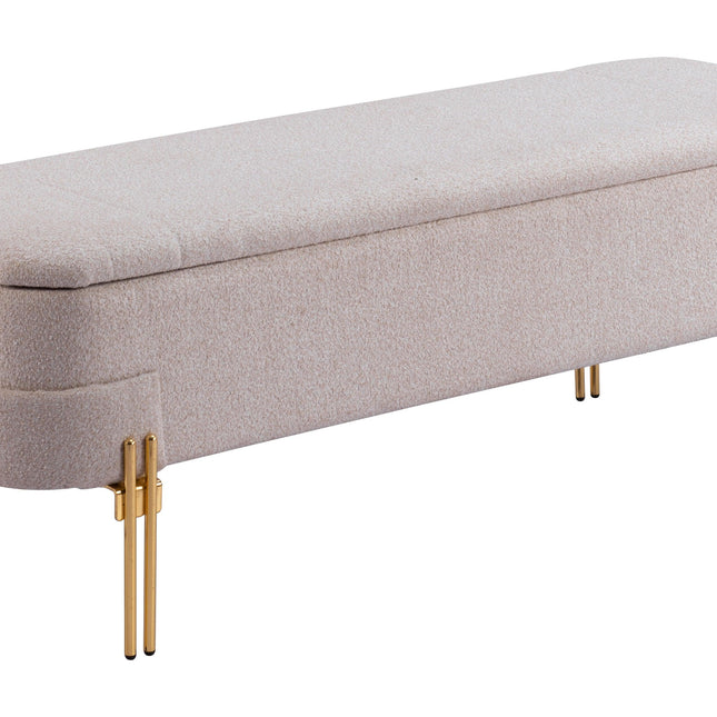 Lebreton Storage Bench Oatmeal Beige Benches TriadCommerceInc Default Title  