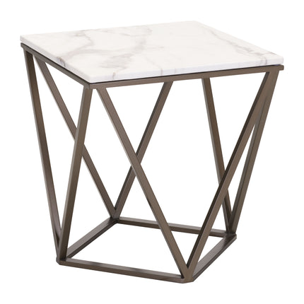 Tintern End Table White & Antique Bronze Side Tables [TriadCommerceInc]   
