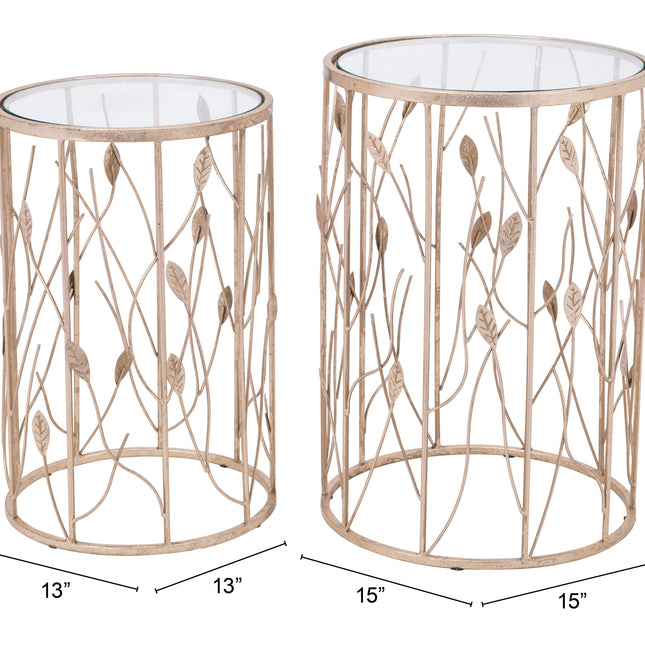 Sage Side Table Set (2-Piece) Gold Side Tables TriadCommerceInc   