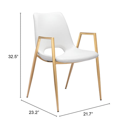 Desi Dining Chair (Set of 2) White & Gold Chairs TriadCommerceInc   