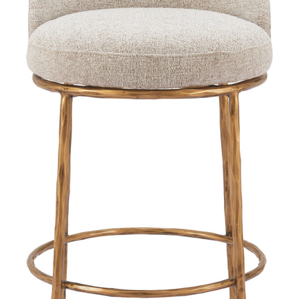 Nordhavn Swivel Barstool Beige & Gold Barstools TriadCommerceInc   