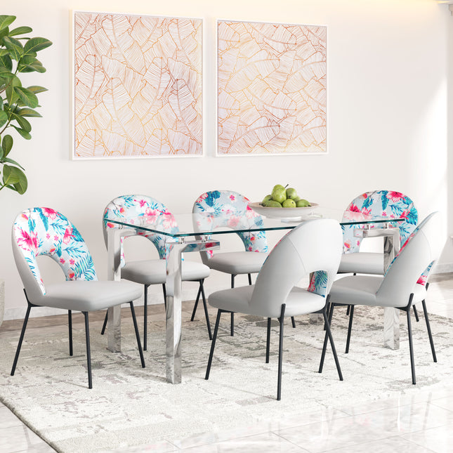 Torrey Dining Chair (Set of 2) Multicolor Print & Gray Chairs TriadCommerceInc   