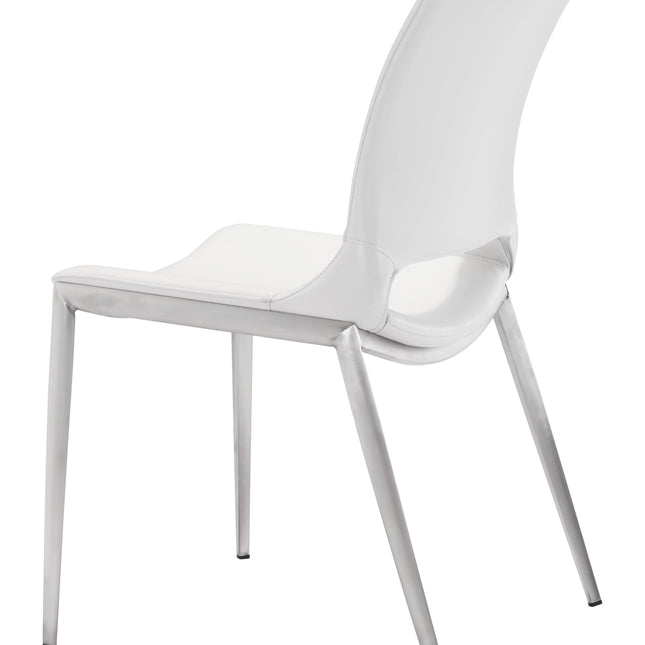 Ace Dining Chair (Set of 2) White & Silver Chairs TriadCommerceInc   