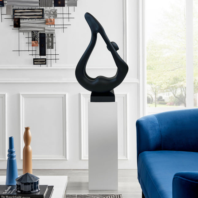 Yoga Black Sculpture - White Base Sculpture TriadCommerceInc   