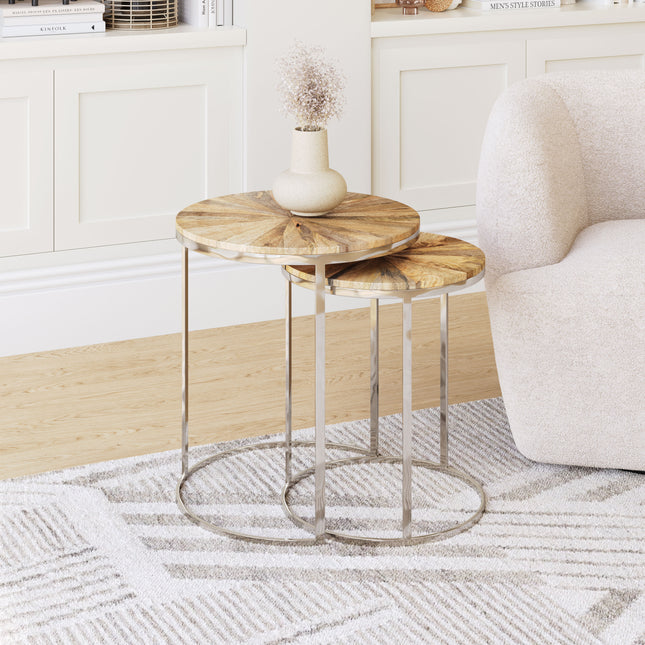 Bari Nesting Table Set (2-Piece) Natural Side Tables TriadCommerceInc   