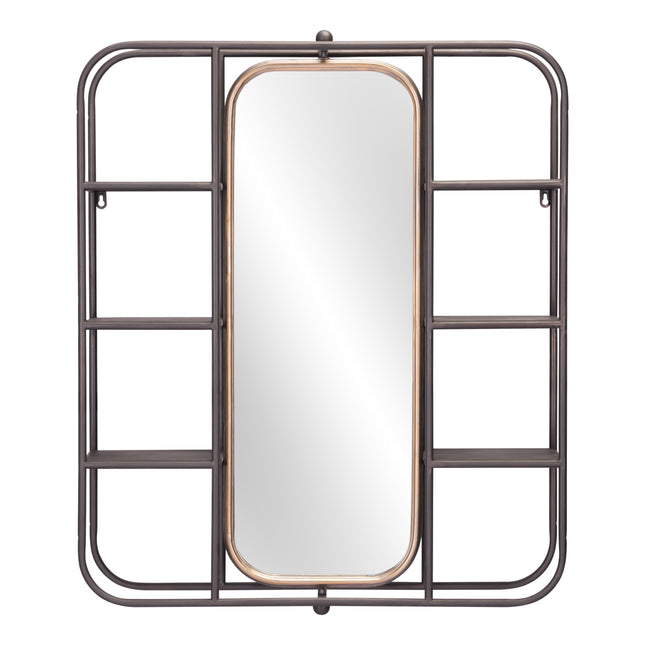 Alice Mirror Shelf Antique Gray Mirrors [TriadCommerceInc]   