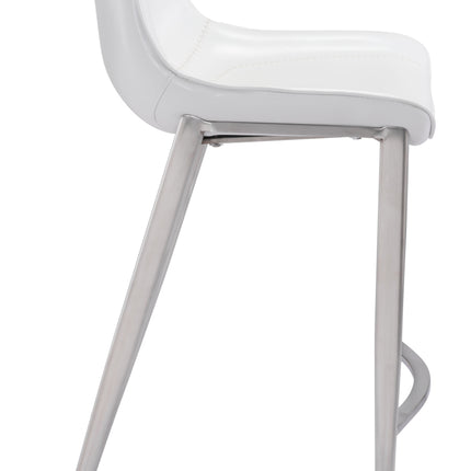 Magnus Barstool (Set of 2) White & Silver Barstools [TriadCommerceInc]   