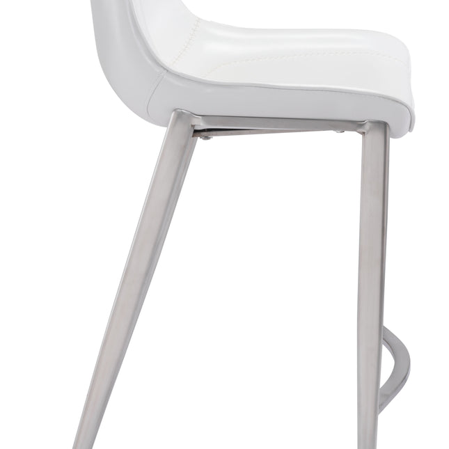 Magnus Barstool (Set of 2) White & Silver Barstools TriadCommerceInc   