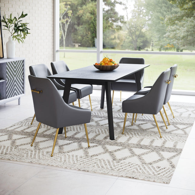 Maxine Dining Chair Gray & Gold Chairs TriadCommerceInc   