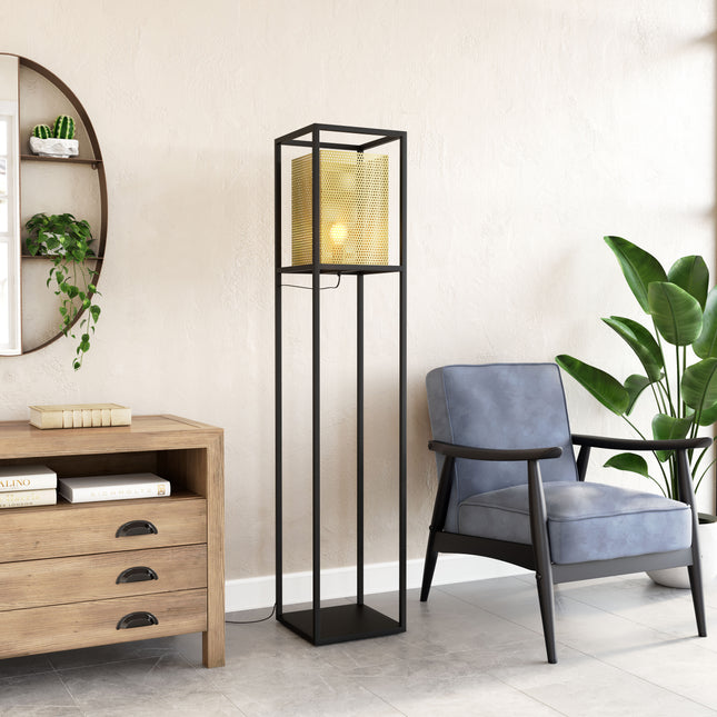 Yves Floor Lamp Gold & Black Floor Lamps TriadCommerceInc   