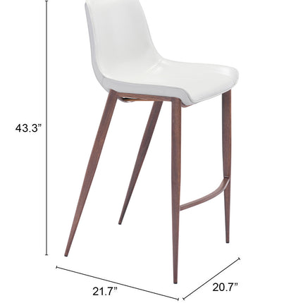 Magnus Barstool (Set of 2) White & Walnut Barstools TriadCommerceInc   