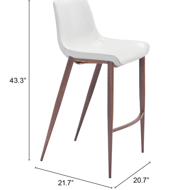 Magnus Barstool (Set of 2) White & Walnut Barstools TriadCommerceInc   