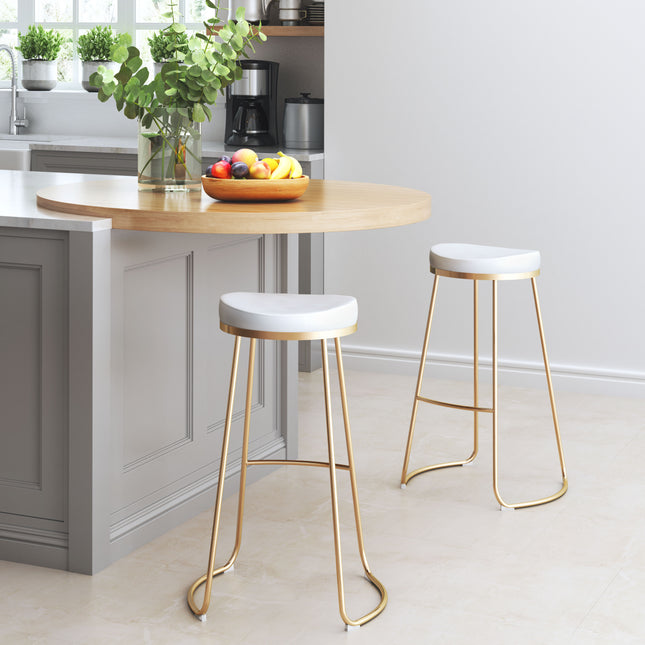 Bree Barstool (Set of 2) White & Gold Barstools TriadCommerceInc   