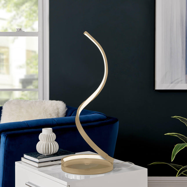 Modern Spiral Integrated LED Table Lamp, Gold Table Lamps TriadCommerceInc   