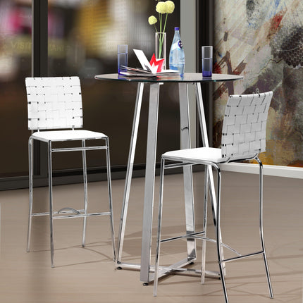 Criss Cross Barstool (Set of 2) White Barstools [TriadCommerceInc]   