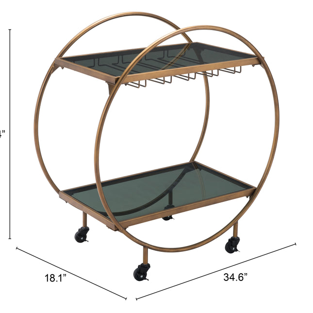 Arc Bar Cart Brass & Black Storage TriadCommerceInc   