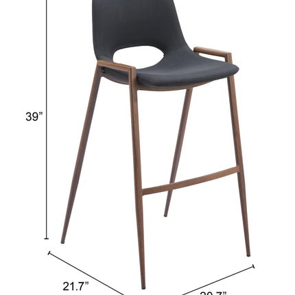 Desi Barstool (Set of 2) Black & Walnut Barstools [TriadCommerceInc]   