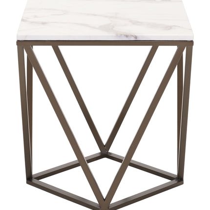 Tintern End Table White & Antique Bronze Side Tables [TriadCommerceInc]   
