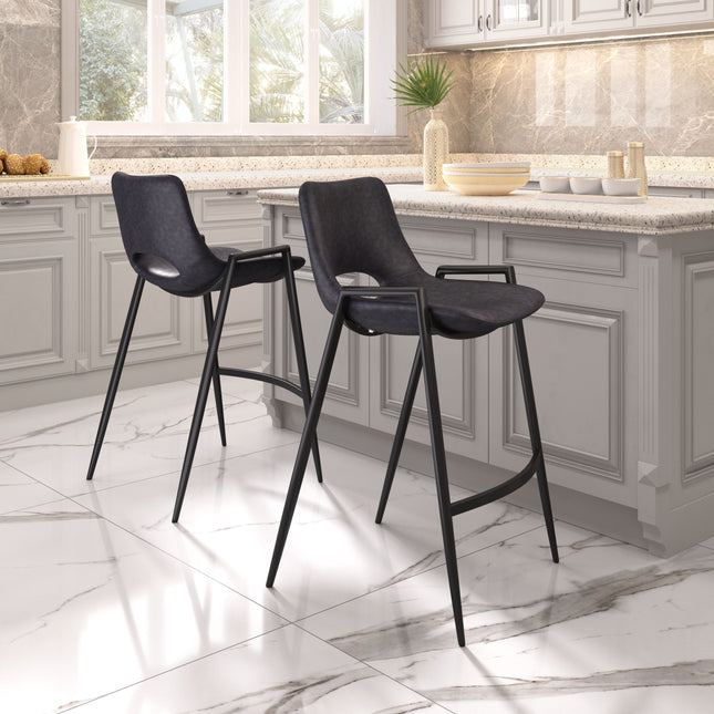 Desi Counter Stool (Set of 2) Black Counter Stools TriadCommerceInc   