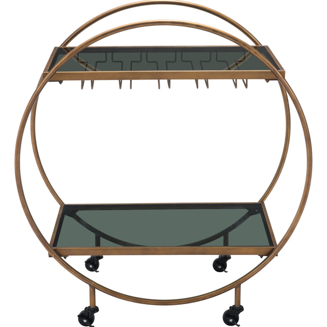 Arc Bar Cart Brass & Black Storage TriadCommerceInc   