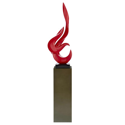 Red Flame Floor Sculpture With Gray Stand, 65" Tall Sculpture TriadCommerceInc   