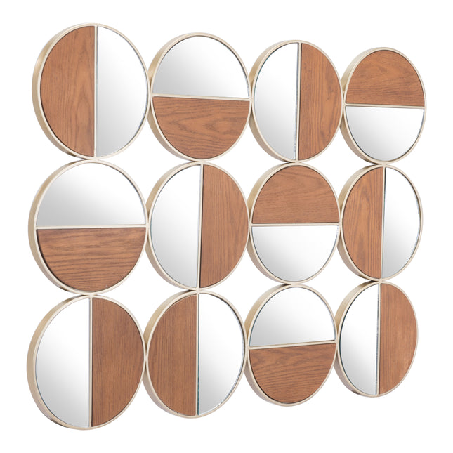 Cycle Round Mirror Gold & Walnut Mirrors [TriadCommerceInc] Default Title  