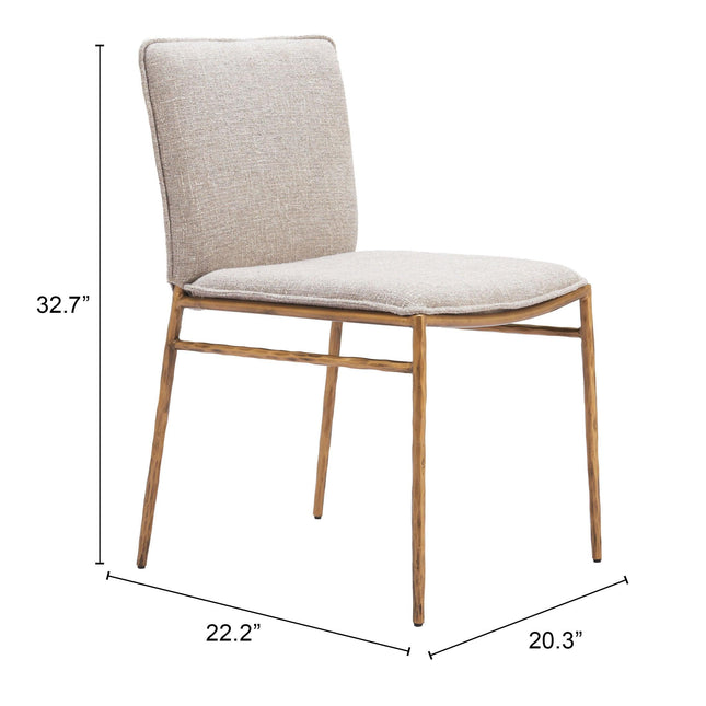 Nordvest Dining Chair Beige & Gold Chairs TriadCommerceInc   