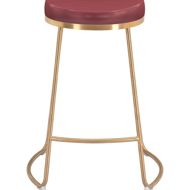 Bree Counter Stool (Set of 2) Burgundy & Gold Counter Stools TriadCommerceInc   