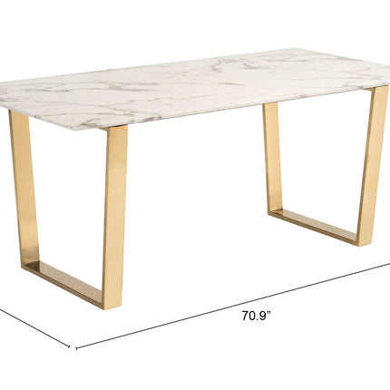 Atlas Dining Table White & Gold Tables TriadCommerceInc   