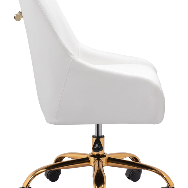 Madelaine Office Chair White & Gold Chairs TriadCommerceInc   