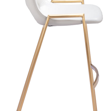 Desi Barstool (Set of 2) White & Gold Barstools [TriadCommerceInc]   