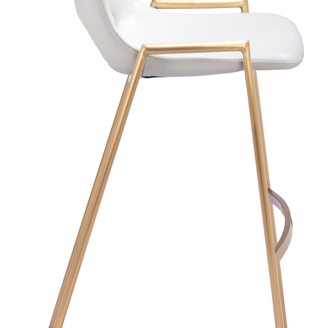 Desi Barstool (Set of 2) White & Gold Barstools TriadCommerceInc   