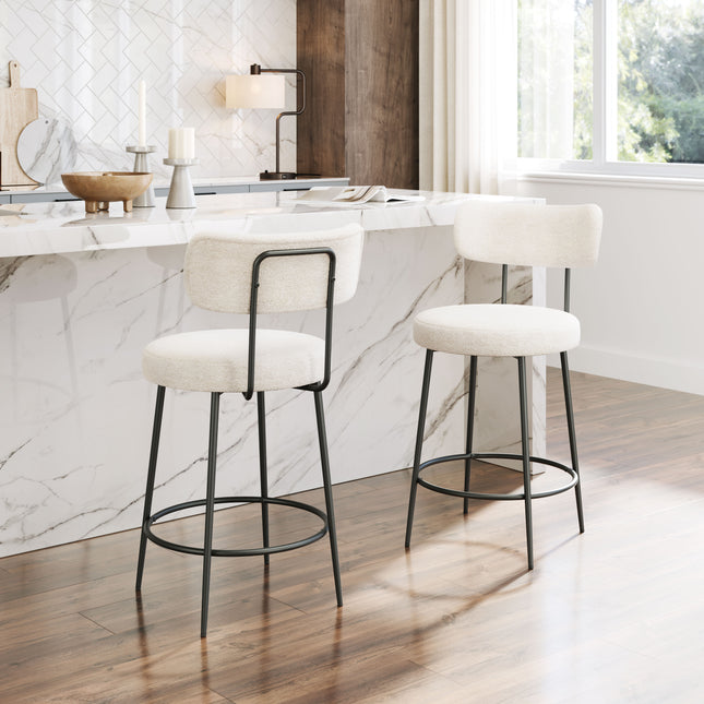 Blanca Counter Stool (Set of 2) Ivory Counter Stools TriadCommerceInc   