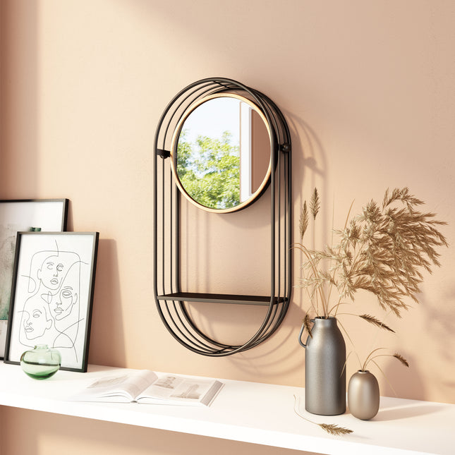 Saroni Mirror Shelf Antique Gray Mirrors [TriadCommerceInc]   