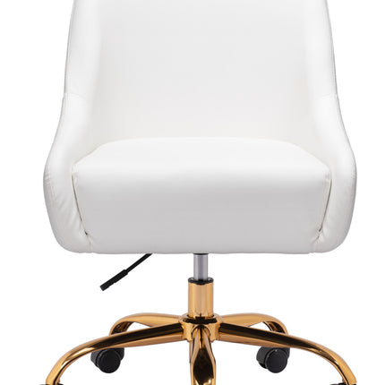 Madelaine Office Chair White & Gold Chairs [TriadCommerceInc]   