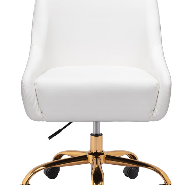 Madelaine Office Chair White & Gold Chairs TriadCommerceInc   