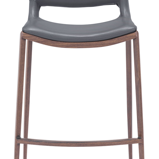 Ace Barstool (Set of 2) Dark Gray & Walnut Barstools TriadCommerceInc   