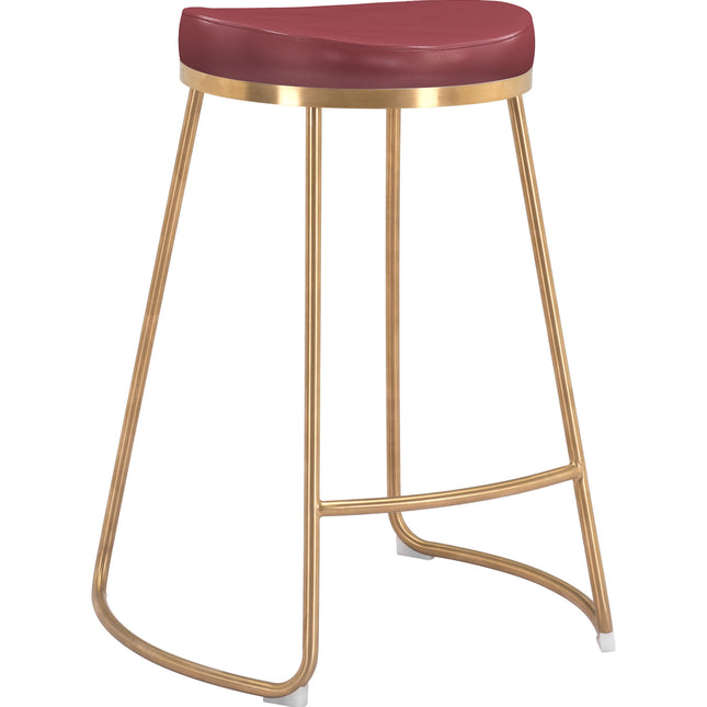 Bree Counter Stool (Set of 2) Burgundy & Gold Counter Stools TriadCommerceInc Default Title  