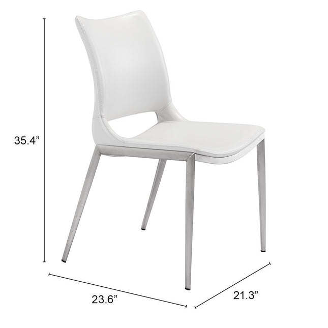 Ace Dining Chair (Set of 2) White & Silver Chairs TriadCommerceInc   