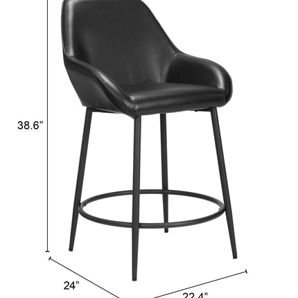 Vila Counter Stool (Set of 2) Black Counter Stools [TriadCommerceInc]   