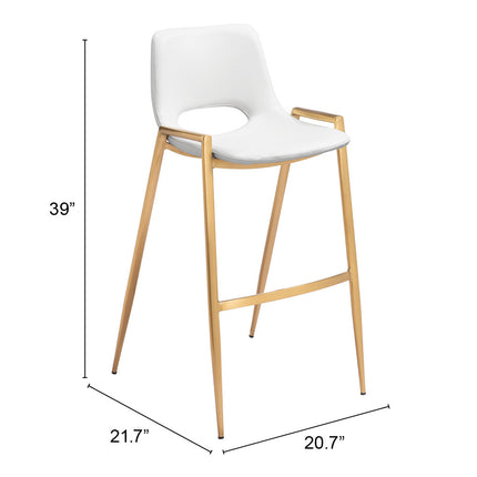 Desi Barstool (Set of 2) White & Gold Barstools TriadCommerceInc   