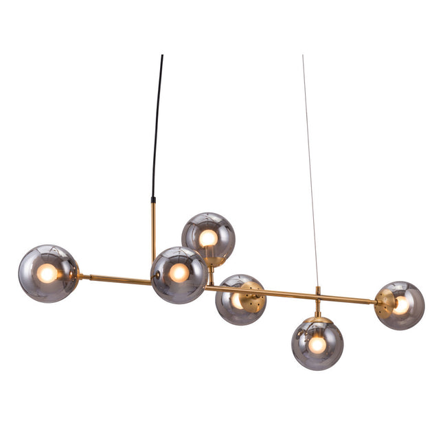 Gold Kitchen Island Six Light Metal Dimmable Ceiling Light With Clear Shades Chandeliers TriadCommerceInc   