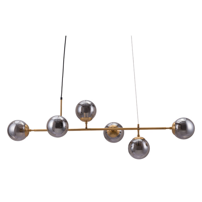 Gold Kitchen Island Six Light Metal Dimmable Ceiling Light With Clear Shades Chandeliers TriadCommerceInc   