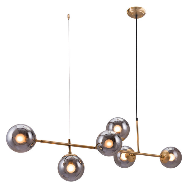 Gold Kitchen Island Six Light Metal Dimmable Ceiling Light With Clear Shades Chandeliers TriadCommerceInc   